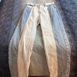 PACSUN Jeans two tone Denim High Rise Straight leg size 22 Excellent Condition